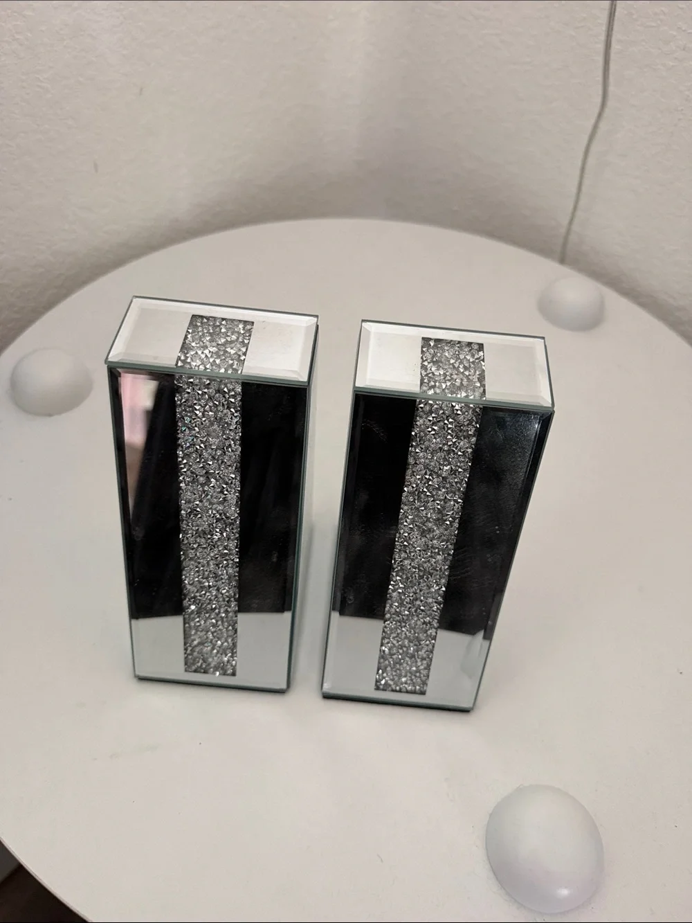 Mirrored Silver Glitter Book Ends